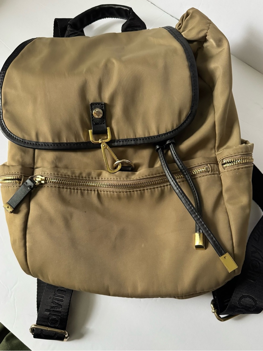 Calvin Klein Florence Nylon Backpack 15”x13” Medium Size in Beige Unisex